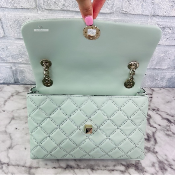 Kate Spade Natalia Quilted Leather Medium Flap Chain Shoulder Bag Crossbody - Picture 6 of 10